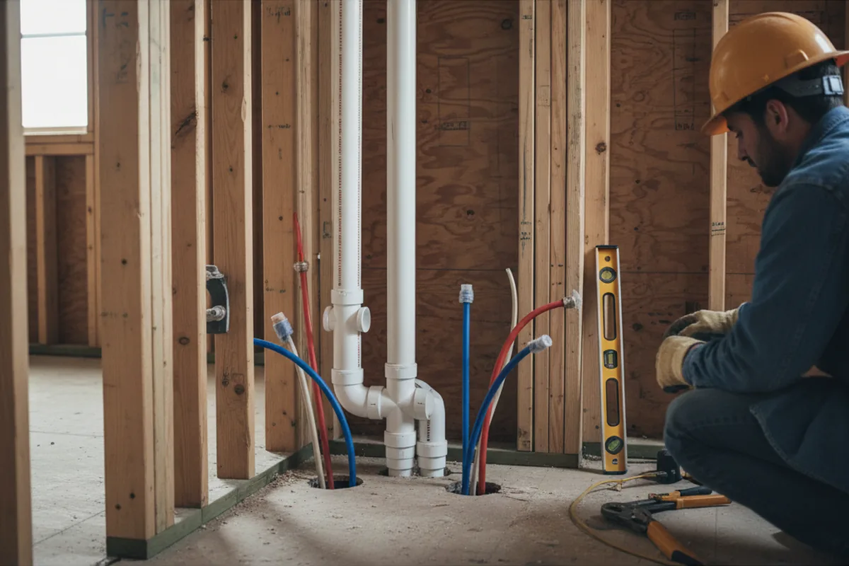 Drain and supply rough-in during Drain Cleaning in Del Valle